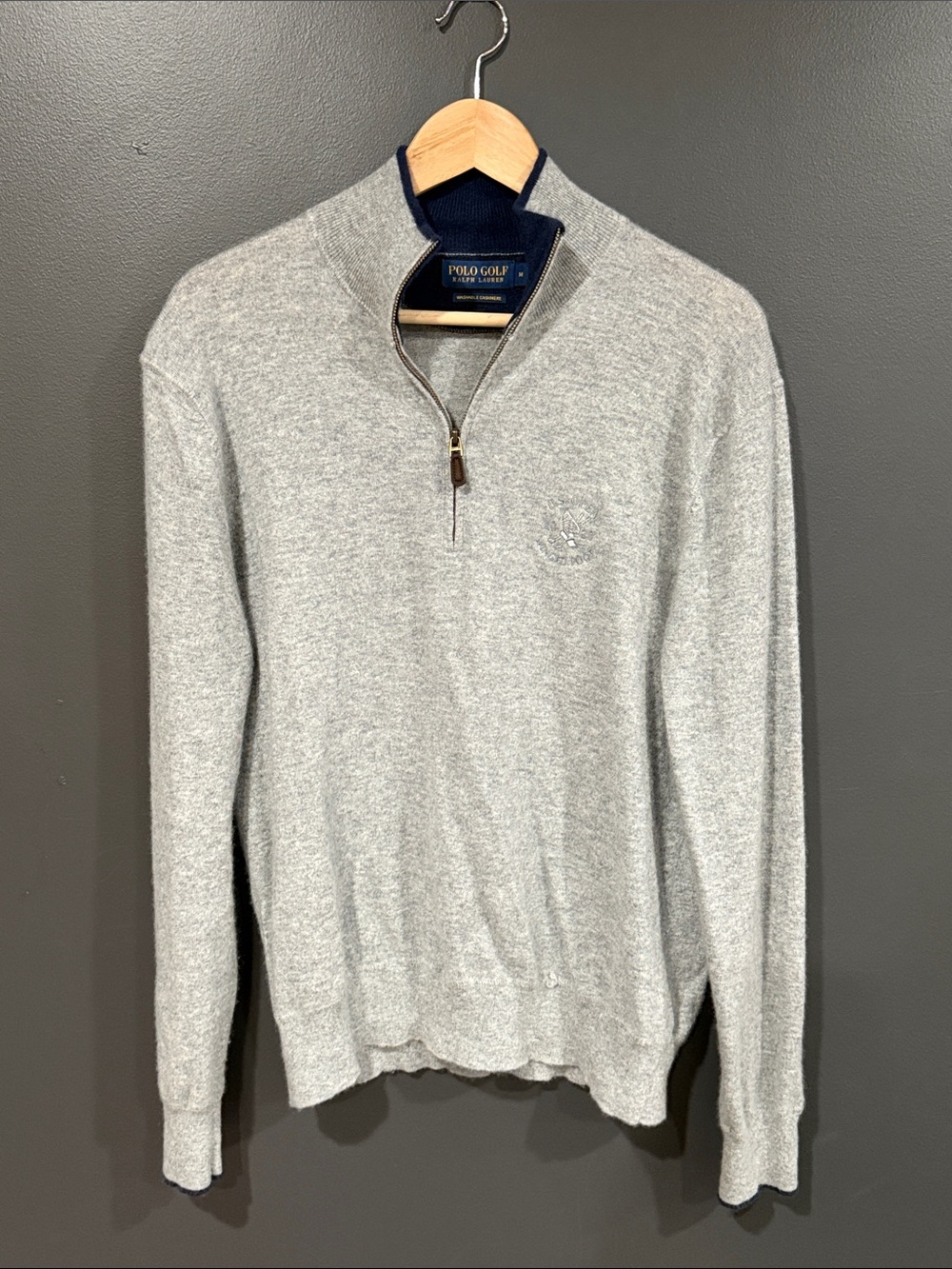 Polo Golf Light Gray Half-Zip Mock Neck Sweater
